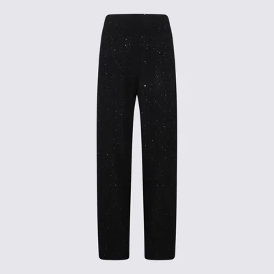 Fabiana Filippi Full Length Trousers With Elastic Waistband And Sequins In Black
