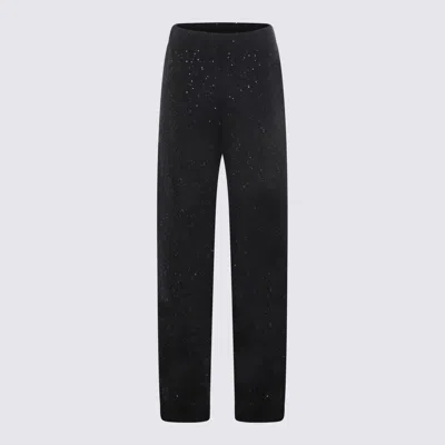 Fabiana Filippi Full Length Trousers With Elastic Waistband And Sequins In Black