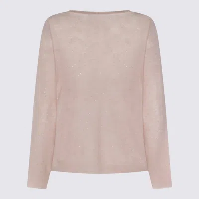 Fabiana Filippi Sparkling V-neck Long Sleeve Knitwear In Pink