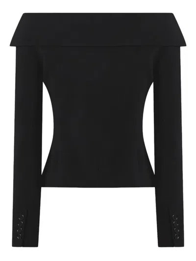 Pinko Antonina Black Jacket With Off-shoulder Neckline In Tech Fabric Woman In Black