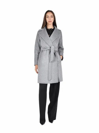 Max Mara Ajaccio Belted Coat In Gray