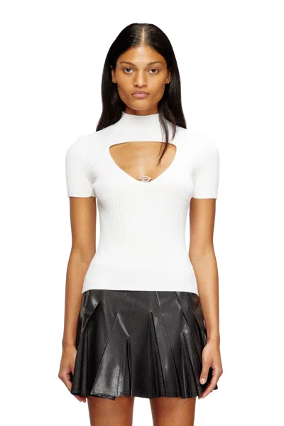Diesel Cut-out Wool-knit Top In White
