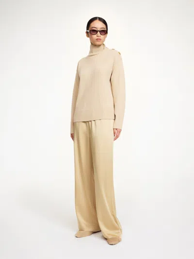 By Malene Birger Cabello Wide Leg Satin Trousers In Neutral