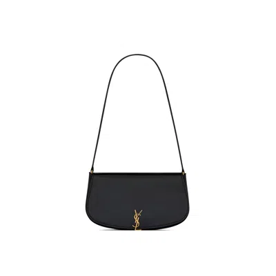 Saint Laurent Voltaire In Box Curved-handle Leather Shoulder Bag In Black