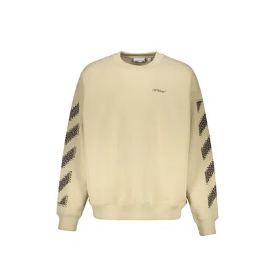 Off-white Beige Sweatshirt With Diagonal Stripes In Multi