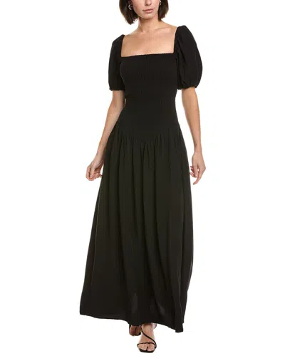 Seraphina Linen-blend Maxi Dress In Black