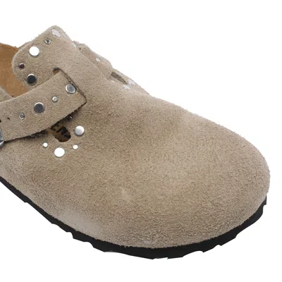 Birkenstock Beige Slip-on Sandals With Adjustable Buckle In Brown