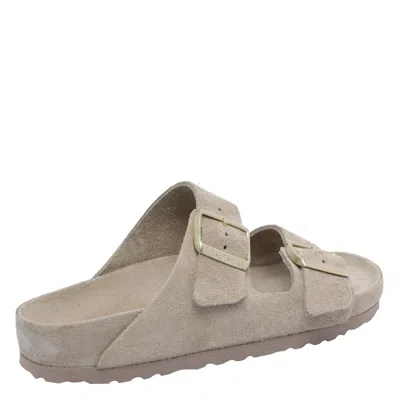 Birkenstock Suede Open Toe Flat Sandals In Gray