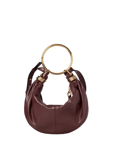 Chloé Small Bracelet Hobo Bag In Burgundy
