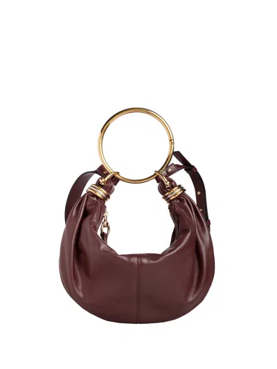 Chloé Small Bracelet Hobo Bag In Burgundy