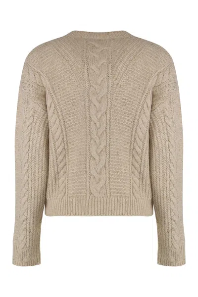 Max Mara Studio Boxy Sweater In Blended Alpaca In Neutral