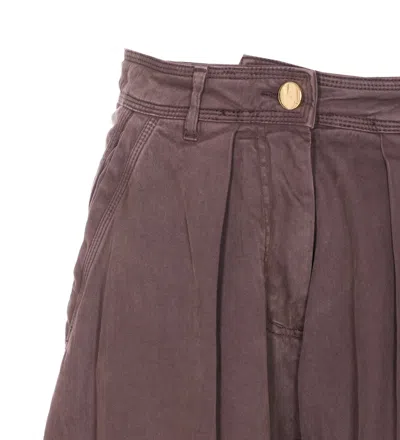 Pinko Balloon Fit Wide Leg Trousers With Pockets In Brown