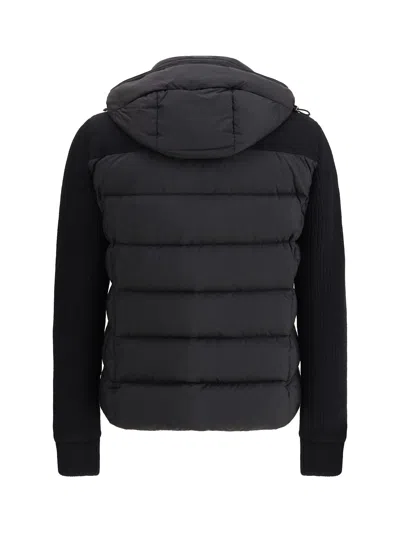 Moorer Hooded Padded Quilted Jacket Sleeves In Black
