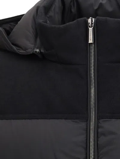 Moorer Hooded Padded Quilted Jacket Sleeves In Black