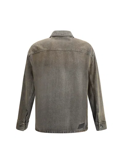 Fendi Long-sleeved Denim Shirt In Gray