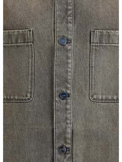 Fendi Long-sleeved Denim Shirt In Gray