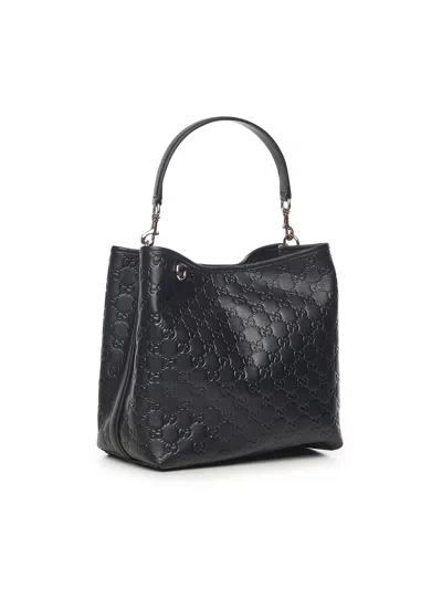 Gucci Leather Bag With Adjustable Handle And Strap In Black