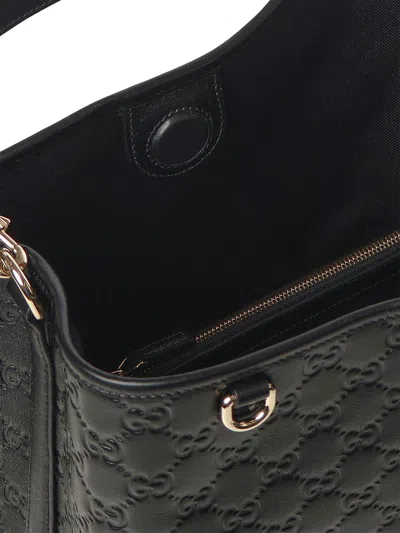 Gucci Leather Bag With Adjustable Handle And Strap In Black