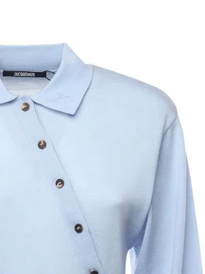 Jacquemus Le Body Tordu Wool Bodysuit In Blue