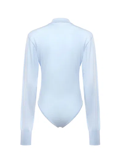 Jacquemus Le Body Tordu Wool Bodysuit In Blue