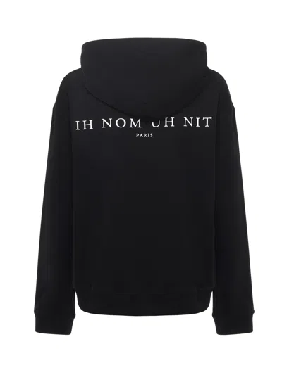 Ih Nom Uh Nit Graphic Hooded Sweater Kangaroo Pocket In Black