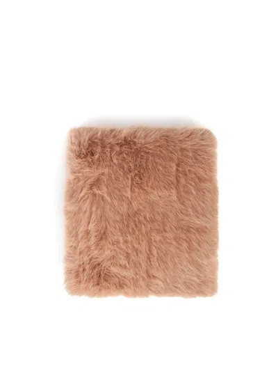 V73 Faux Fur-panelled Stole In Brown