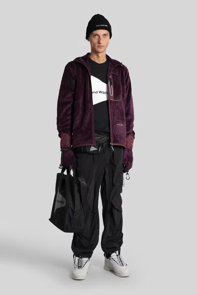 And Wander 95 High Count Cloth Side Zip Hemm Pants In Black