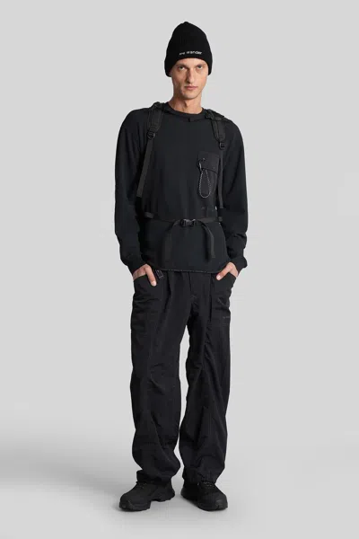 And Wander Textured Plush Black Casual Jacket With Stand Collar In Black