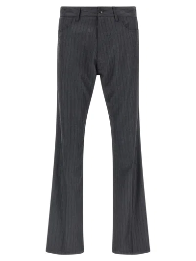 Balenciaga Tailored Pinstripe Trousers Featuring Pockets In Gray