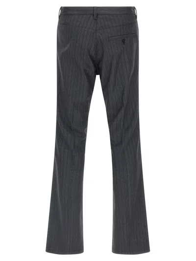 Balenciaga Tailored Pinstripe Trousers Featuring Pockets In Gray