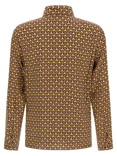Gucci Equestrian Inspired Button-down Collar Shirt In Brown