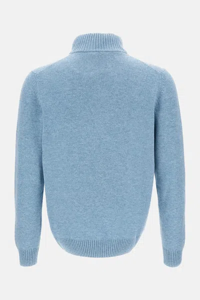 Gran Sasso Half-zip Fine-knit Jumper In Blue