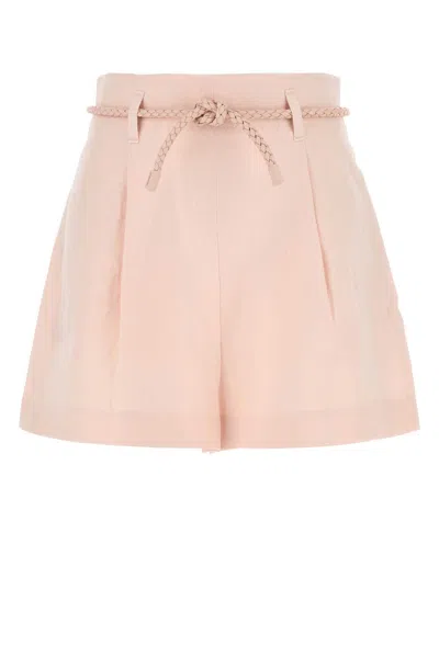 Zimmermann Pastel Pink Linen Crush Shorts In Pink