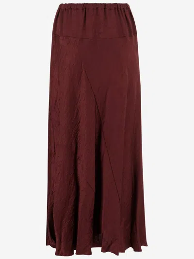 Lauren Manoogian Long Rayon Skirt With Drawstring In Burgundy