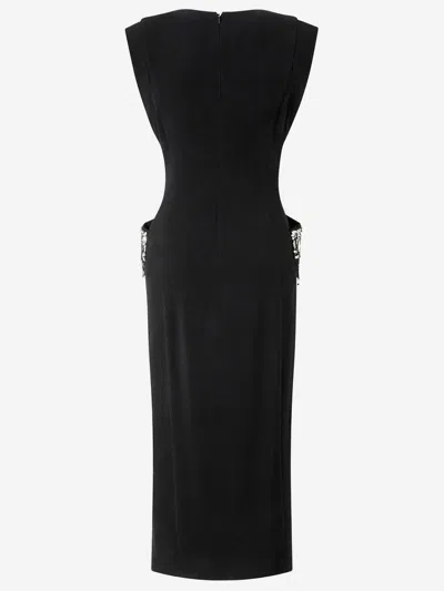 Pinko Midi Sleeveless Dress With Side Split And Sequins In Black