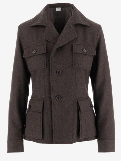 Aspesi Buttoned Flap-pocket Jacket In Brown