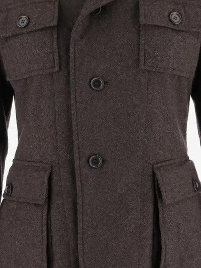 Aspesi Buttoned Flap-pocket Jacket In Brown