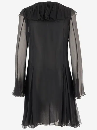 Chloé Chloè Flared Mini Dress In Silk Muslin In Black