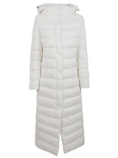 Herno Long Padded Quilted Hooded Jacket In White