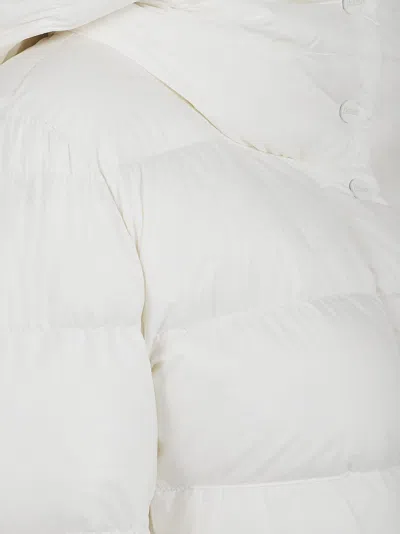 Herno Long Padded Quilted Hooded Jacket In White