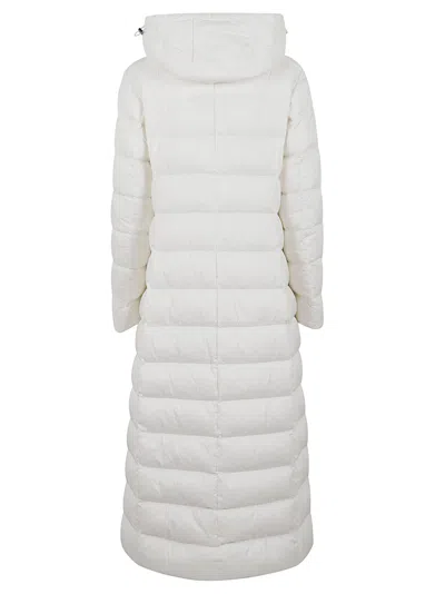 Herno Long Padded Quilted Hooded Jacket In White