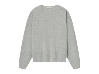 Pre-owned Fear Of God Men's  Essentials Waffle Crewneck Sweatshirt Sweater In Concrete Heather