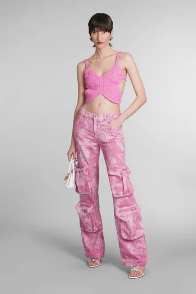 Blumarine Cropped Top With Butterfly Embroidery In Pink