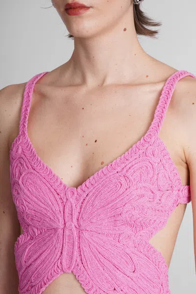 Blumarine Cropped Top With Butterfly Embroidery In Pink