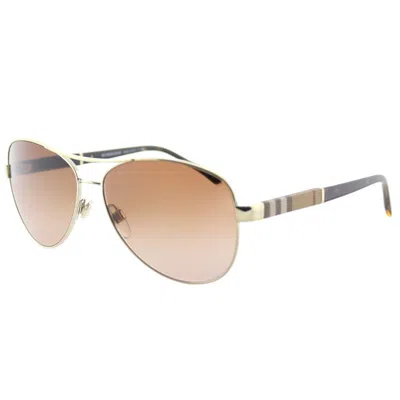 Pre-owned Burberry Women's  Aviator Sunglasses In Gold (be_3080_114513)
