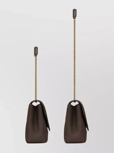 Saint Laurent Loulou Large Chevron Chain Shoulder Bag In Brown