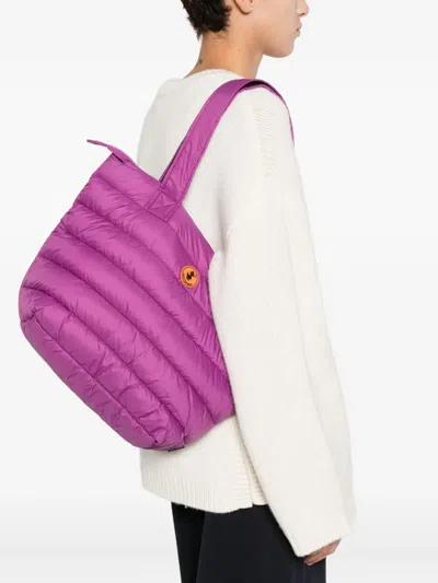 Save The Duck Quilted Tote Bag In Purple