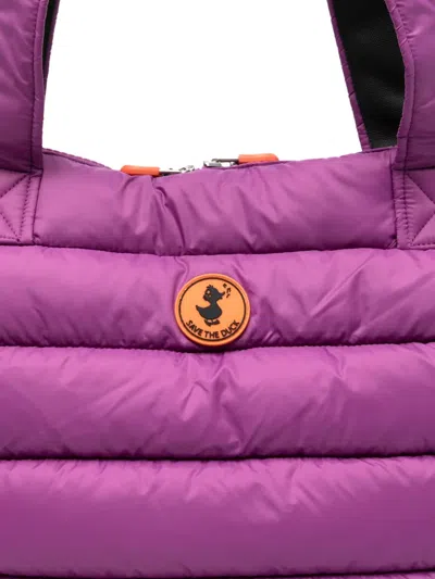 Save The Duck Quilted Tote Bag In Purple