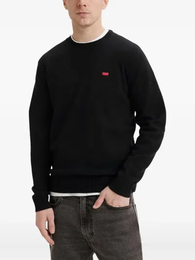 Levi's Logo-patch Crew-neck Sweater In Black