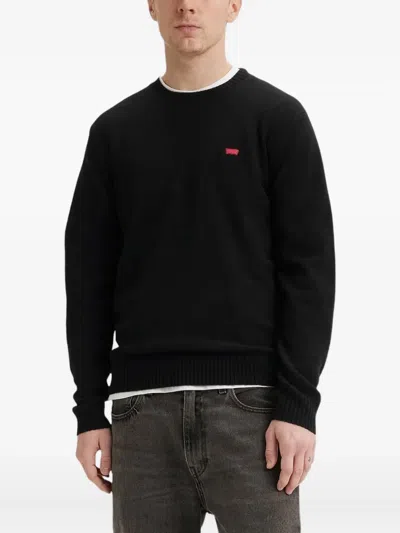 Levi's Logo-patch Crew-neck Sweater In Black